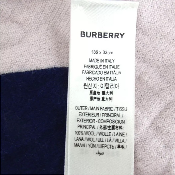 AUTH Burberry Wool Logo Scarf Navy Blue - Picture 4 of 4